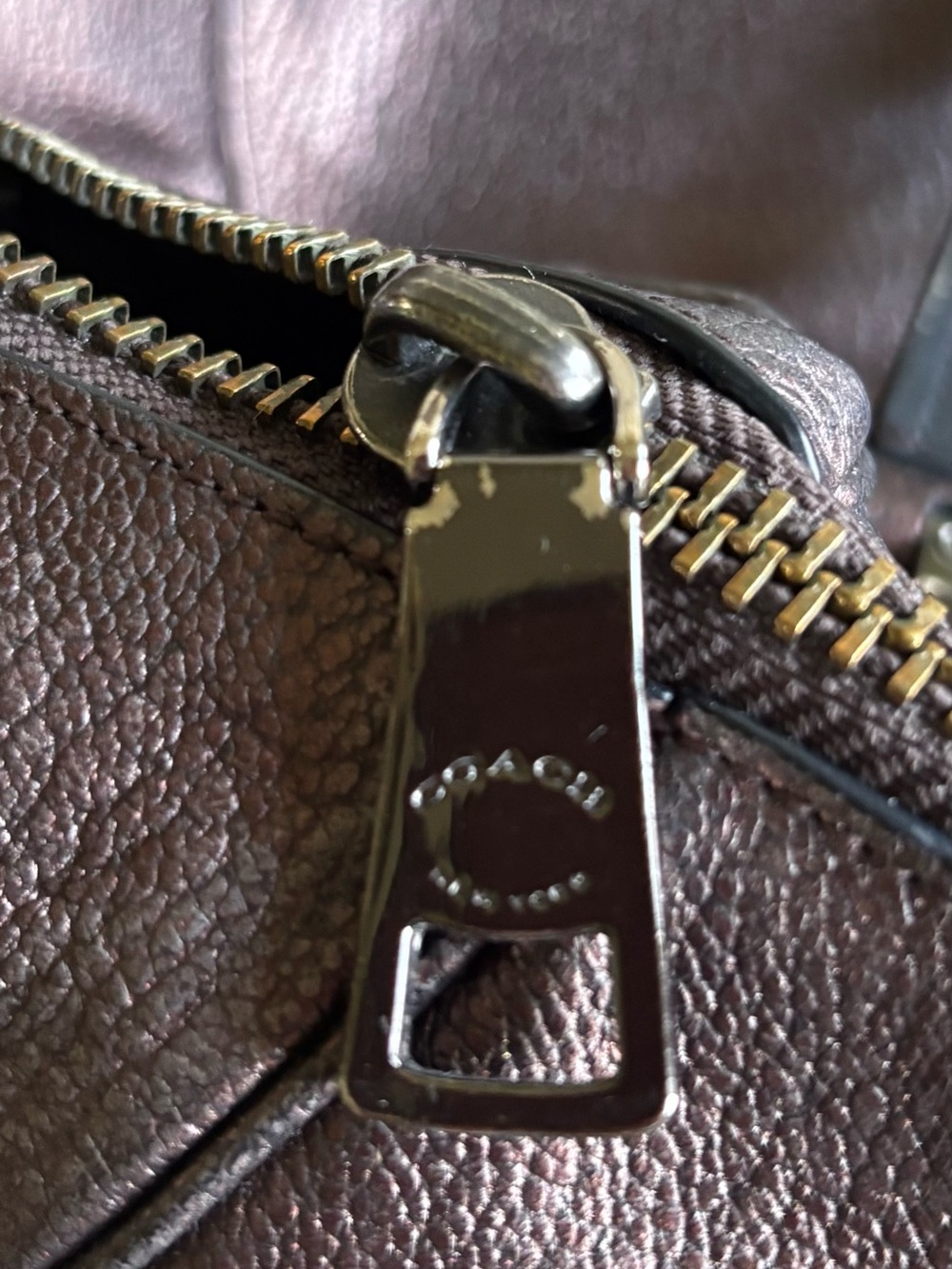 Coach Metallic Brown Pebbled Leather Satchel - Picture 11 of 12